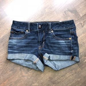 Dark denim cuffed shorts